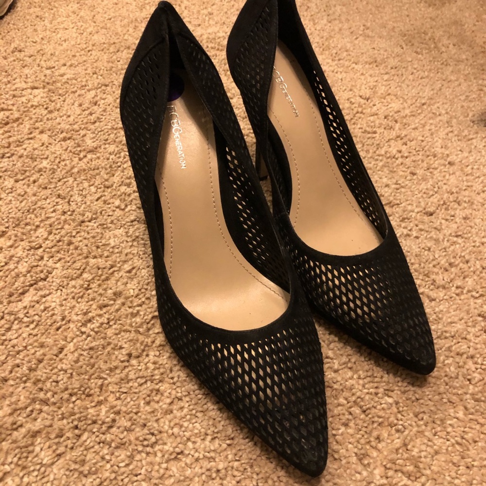BCBGeneration Black Mesh Heels